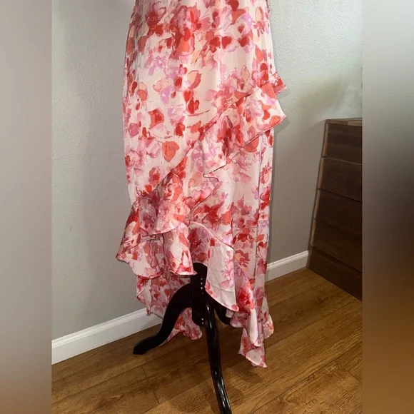 Japna Pink and Red Floral Midi women’s Dress size large - Picture 3 of 10